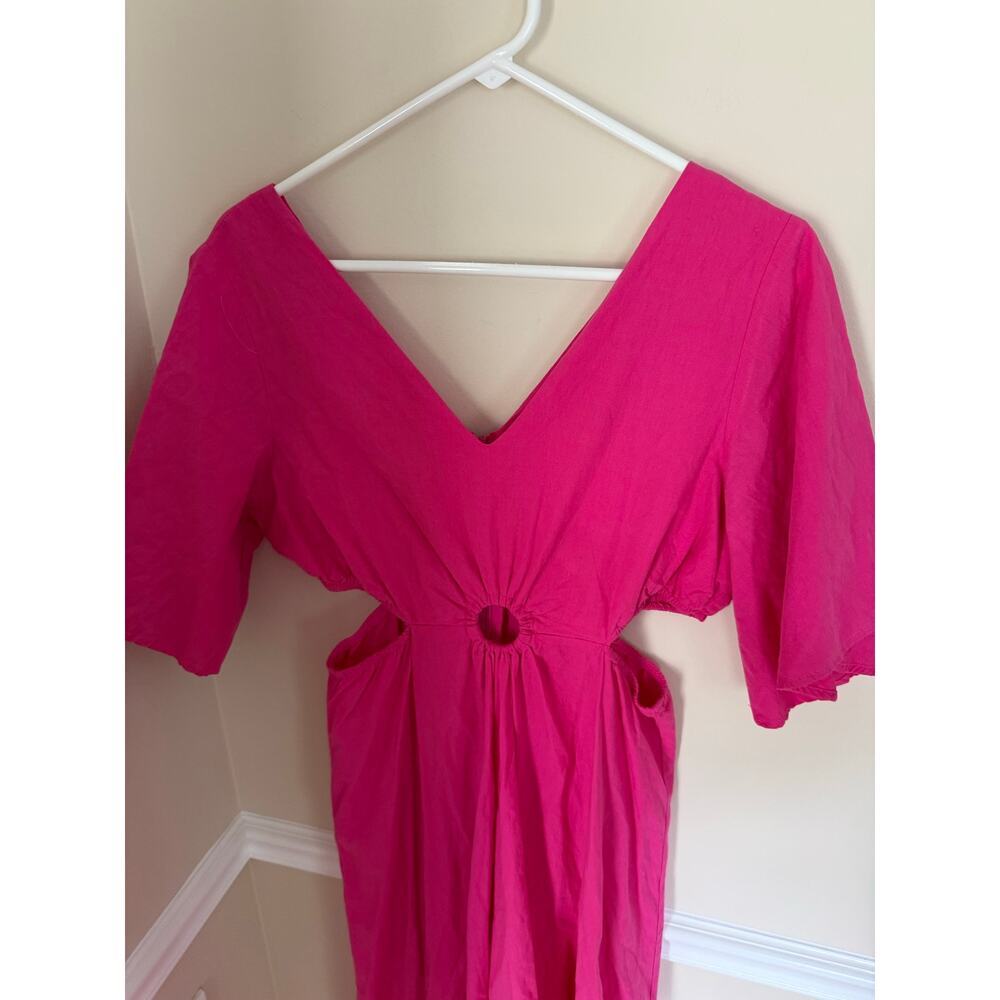 umgee | Vacation V-Neck O-Ring Detail Cutouts  Flowy Summer Preppy Maxi Dress - Picture 3 of 10